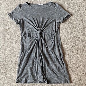 Honey Punch Gray Knit Twist Front Top